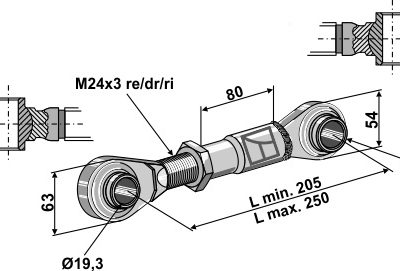 Top-links with hardened tie-rod M24x3