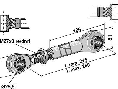 Top-links with hardened tie-rod M27x3