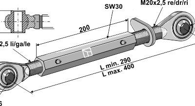 Top-links with hardened tie-rod M20x2,5