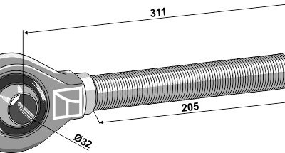 Tie-rod 1.3/4'' - right thread