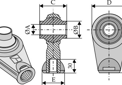 Ball joint terminals for top-links with M38 x 2 internal screw thread