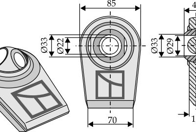 Ball joint terminals for lower-links with double drilled ball -  to be welded
