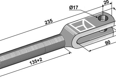 Lifting link fork M24x3 left thread