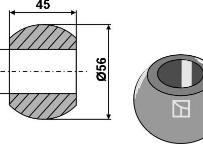 Ball for lower links hooks - Cat. II-I