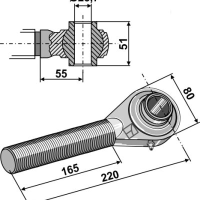 Hardened tie-rod M36x3