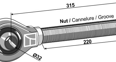 Tie-rod 1.1/2 - Cat. III - left thread