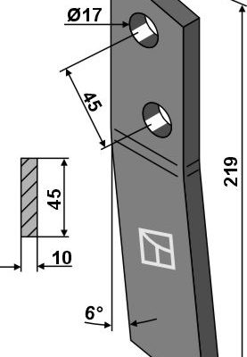 Bolt-on tine - left