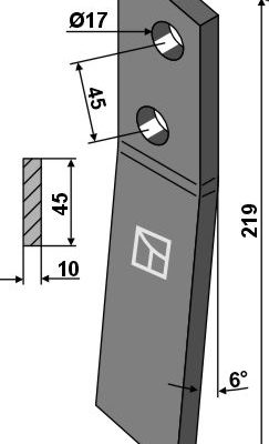 Bolt-on tine - right