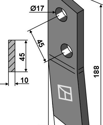 Bolt-on tine - left