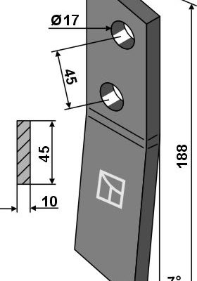 Bolt-on tine - right