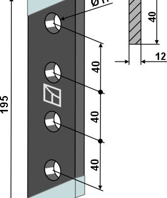 Bolt-on tine DURAFACE - right