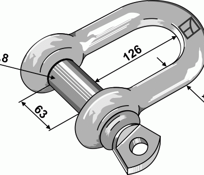Standard straight shackles 31,8mm  galvanized