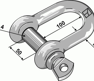 Standard straight shackles 25,4mm  galvanized