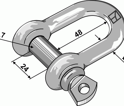 Standard straight shackles 12,7mm  galvanized