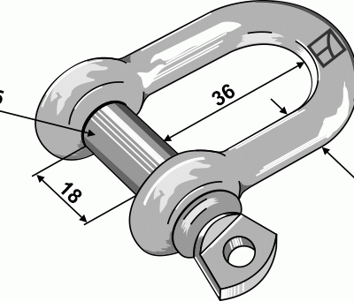 Standard straight shackles 9,5mm  galvanized