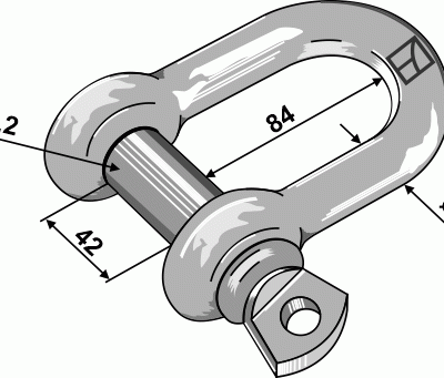 Standard straight shackles 22,2mm  galvanized