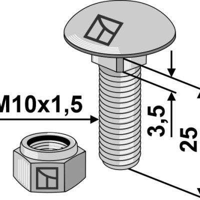 Saucer-head screw M10x1,5x25 with self-locking nut