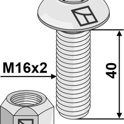 Saucer-head screw with hexagon socket M16x2x40 with self-locking nut