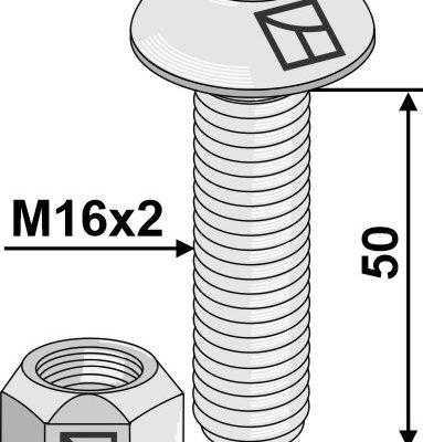 Saucer-head screw with hexagon socket M16x2x50 with self-locking nut