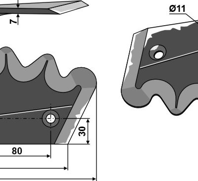 Fodder mixer knives - hard metal faced, left