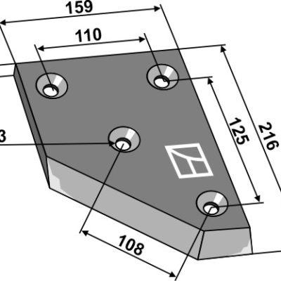 Left-side corner knife the direction of motion