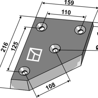 Right-side corner knife the direction of motion
