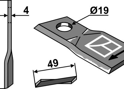 Rotary mower blade 107x49mm