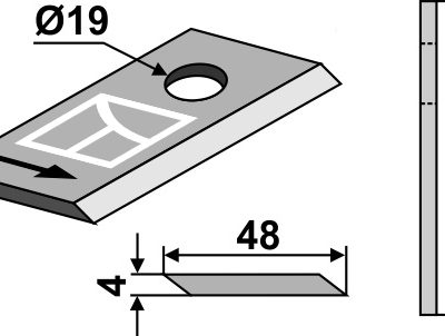 Rotary mower blade 96x48mm
