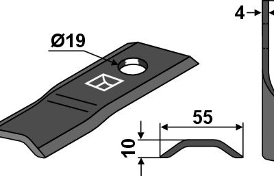 Rotary mower blade 117x55mm