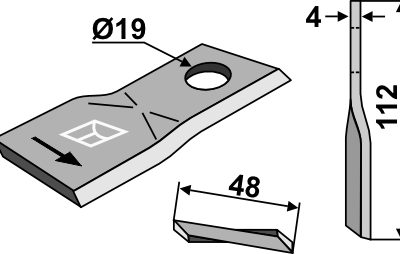 Rotary mower blade 112x48mm