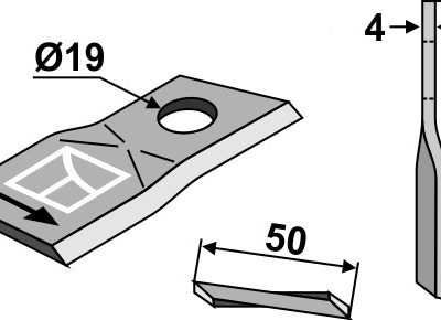 Rotary mower blade 96x50mm
