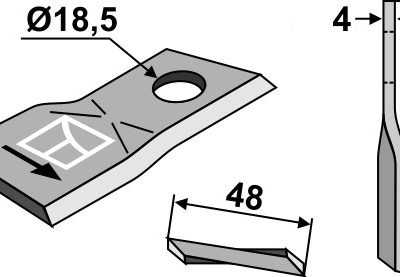 Rotary mower blade 107x48mm