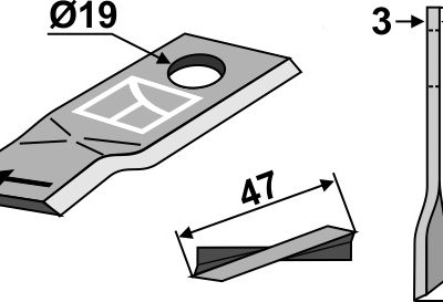 Rotary mower blade 100x47mm