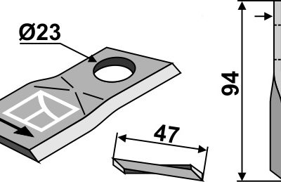 Rotary mower blade 94x47mm