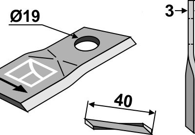 Rotary mower blade 100x40mm