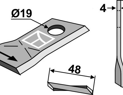 Rotary mower blade 94x48mm