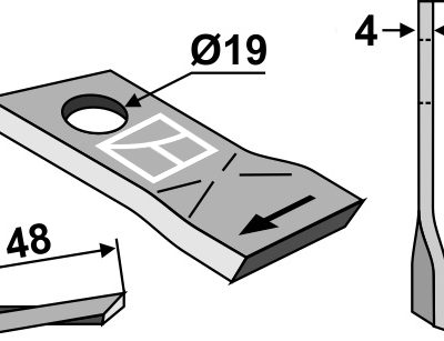 Rotary mower blade 94x48mm