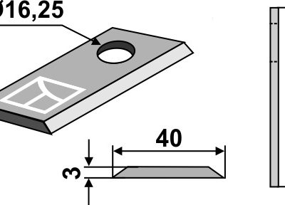 Rotary mower blade 96x40mm