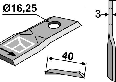 Rotary mower blade 87x40mm