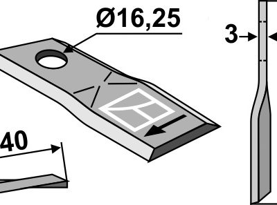 Rotary mower blade 87x40mm