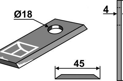 Rotary mower blade 120x45mm