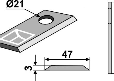 Rotary mower blade 96x47mm