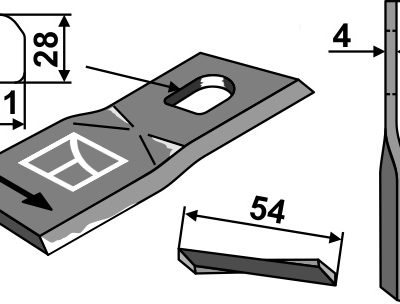 Rotary mower blade 133x54mm