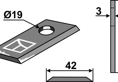 Rotary mower blade 89x42mm