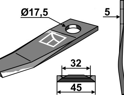 Rotary mower blade 130x45mm
