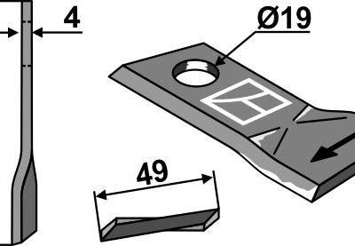 Rotary mower blade 101x49mm