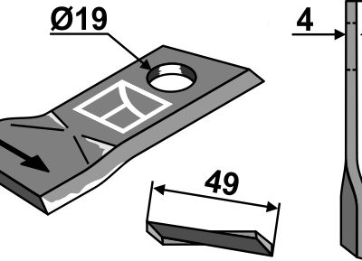 Rotary mower blade 101x49mm