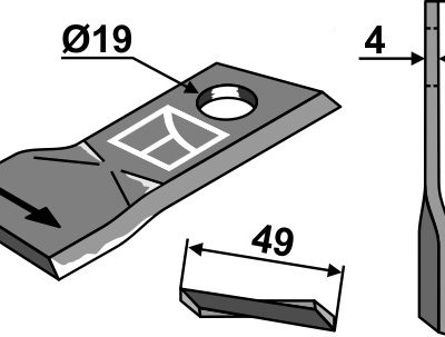 Rotary mower blade 106x49mm