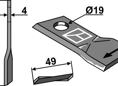 Rotary mower blade 106x49mm