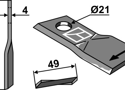 Rotary mower blade 110x49mm